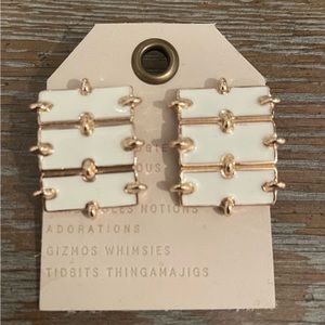 Anthropologie Enamel Rectangle Link Earrings